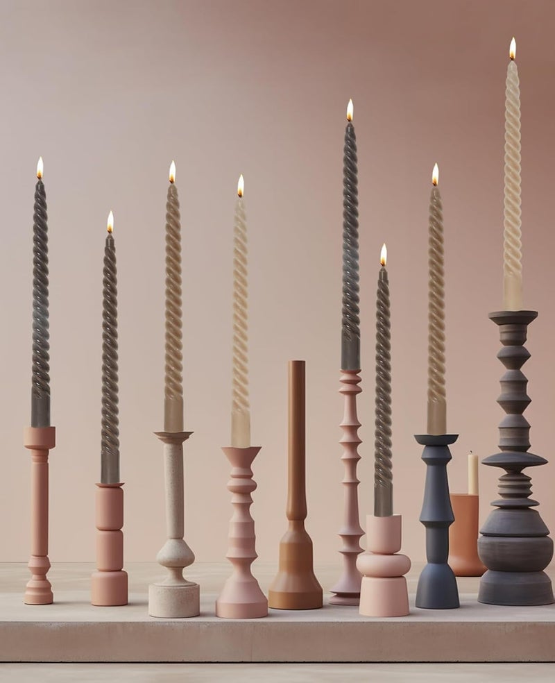 LPUSA Brown Tall Taper Candles Spiral Candle Sticks,Unscented Pastel Candle for Holiday,Wedding and Home Decoration,10inch,12 Pack(E-Gradient Brown) - Image 3